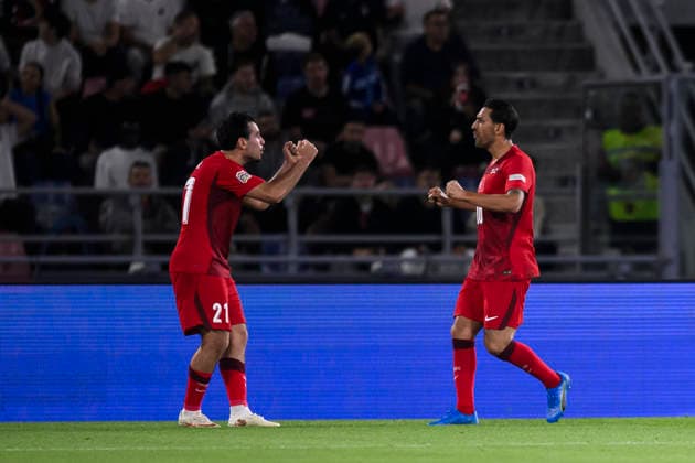 Italy v Turkiye - Nations League Aral Simsir of Turkiye celebrates with Irfan Can Kahveci of Turkiye after scoring a goal during the Nations League football match between Italy and Turkiye. Bologna Italy Copyright: xNicolòxCampox