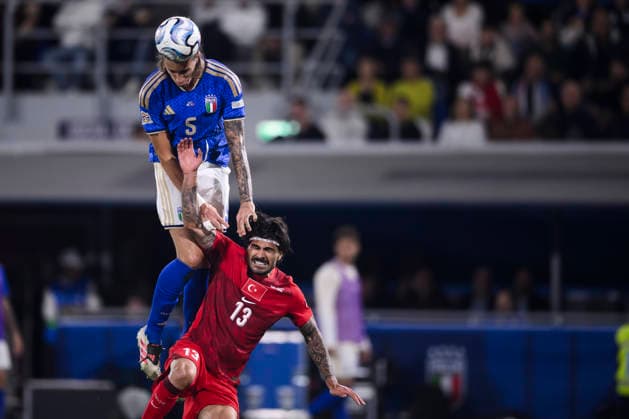 Italy v Turkiye - Nations League Riccardo Calafiori of Italy scores a goal from a header during the Nations League football match between Italy and Turkiye. Bologna Italy Copyright: xNicolòxCampox