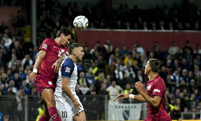 Bosnia and Herzegovina v Poland - UEFA Nations League ZENICA, BOSNIA AND HERZEGOVINA - OCTOBER 05: Players in action during a football match between Bosnia and Herzegovina and Poland at the Kamberovica polje Stadium in Zenica, Bosnia and Herzegovina on October 05, 2026. Samir Jordamovic Anadolu Zenica Bosnia and Herzegovina. Editorial use only. Please get in touch for any other usage.  Copyright: x2026xAnadoluxSamirxJordamovicx