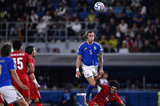 Mg Bologna 05 10 2026 - Nations League Italia-Turchia foto Matteo Gribaudi Image nella foto: gol Riccardo Calafiori 
