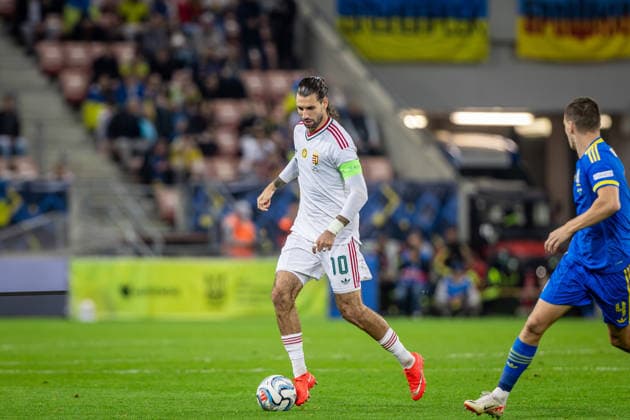UKRAINE - HUNGARY Dominik Szoboszlai of Hungary and Liverpool on the ball during UEFA Nations League - League B - Group B2 - Matchday 4 - football match between Ukraine and Hungary. Anton Malatinsky Stadium, City Arena, Trnava, Slovakia, October 05, 2026. Photo by Branislav Racko Copyright: xx 080A4173