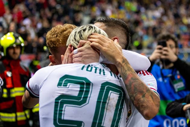 Milan Toth of Hungary and Vasas during UEFA Nations League League phase game between Ukraine vs Hungary (Dominika Kortvelyesiova Ball Raw Images) Trnava Antona Malatinskeho Stadium Slovakia Copyright: xDominikaxKortvelyesiovax DKR_0476