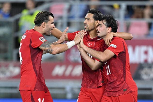 Italy v Turkiye - UEFA Nations League ?????? BOLOGNA, ITALY - OCTOBER 5: Players of Turkiye celebrate after a goal during the UEFA Nations League Group A1 match between Italy and Turkiye at Stadio Renato Dall Ara in Bologna, Italy on October 5, 2026. Mustafa Yalcin Anadolu Bologna Italy. Editorial use only. Please get in touch for any other usage.  Copyright: x2026xAnadoluxMustafaxYalcinx