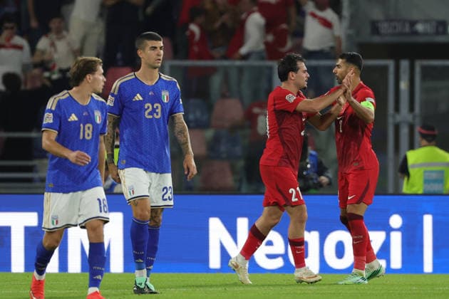 RECORD DATE NOT STATED 5th October 2026; Stadio Renato DallAra, Bologna, Italy; UEFA Nations League Football, Italy versus Turkey; Aral Simsir of Turkiye celebrates scoring a goal 1-1 EmanuelexPennacchio