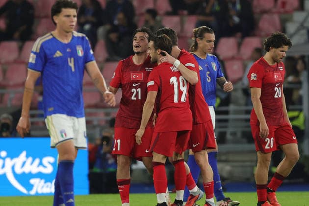 RECORD DATE NOT STATED 5th October 2026; Stadio Renato DallAra, Bologna, Italy; UEFA Nations League Football, Italy versus Turkey; Aral Simsir of Turkiye celebrates scoring a goal 1-1 EmanuelexPennacchio