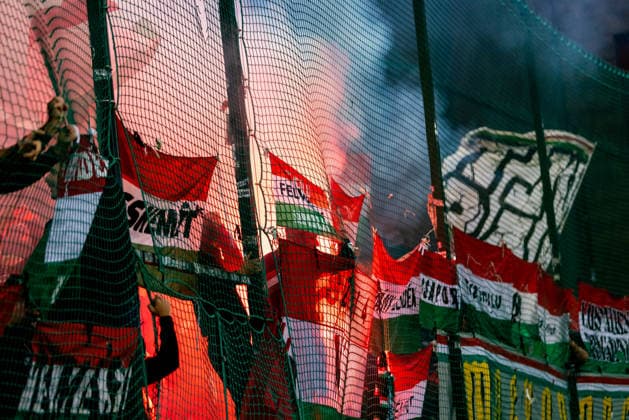 Hungarian fans during UEFA Nations League League phase game between Ukraine vs Hungary (Dominika Kortvelyesiova Ball Raw Images) Trnava Antona Malatinskeho Stadium Slovakia Copyright: xDominikaxKortvelyesiovax DKR_0506