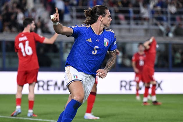 Db Bologna 05 10 2026 - Nations League Italia-Turchia foto Daniele Buffa Image nella foto: esultanza gol Riccardo Calafiori 