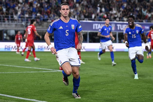 Db Bologna 05 10 2026 - Nations League Italia-Turchia foto Daniele Buffa Image nella foto: esultanza gol Riccardo Calafiori 
