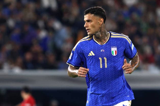 2026-10-05 Italy v Turkiye - UEFA Nations League 2026 27 Group A1 MD4 BOLOGNA, ITALY - OCTOBER 5: Gianluca Scamacca of Italy during the UEFA Nations League 2026 27 Group A1 MD4 match between Italy and Turkiye at Renato Dall Ara Stadium on October 5, 2026 in Bologna, Italy. (Photo by Nderim Kaceli BSR Agency) Bologna Italy Content not available for redistribution in The Netherlands directly or indirectly through any third parties. Copyright: xBSRxAgencyx
