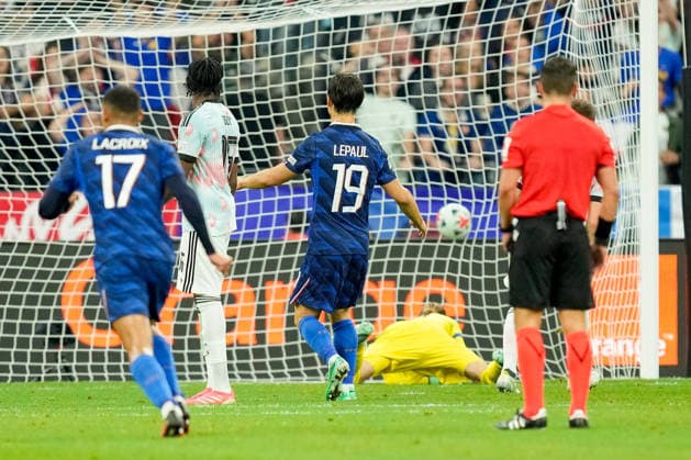 Desire Doue (France) scores the team s first goal during the UEFA Nations League 2026 27 group phase match between France and Belgium at Stade de France on October 5, 2026 in Paris, France. (Photo by Alex Gottschalk DeFodi Images) -
