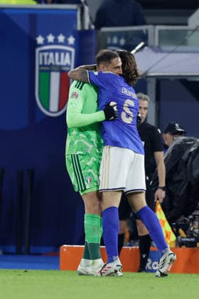 UEFA Nations League football match Italy vs Turkey Riccardo Calafiori of Italy celebrates after scoring a goal of 2-1 UEFA Nations League football match (League A, Group A1) between Italy vs Turkey at the Renato Dall Ara stadium in Bologna on October 05, 2026. _BPH4729 Copyright: xAntonioxBalascox