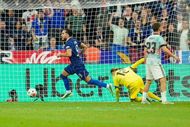 Rayan Cherki (France) scores the team s second goal during the UEFA Nations League 2026 27 group phase match between France and Belgium at Stade de France on October 5, 2026 in Paris, France. (Photo by Alex Gottschalk DeFodi Images) -