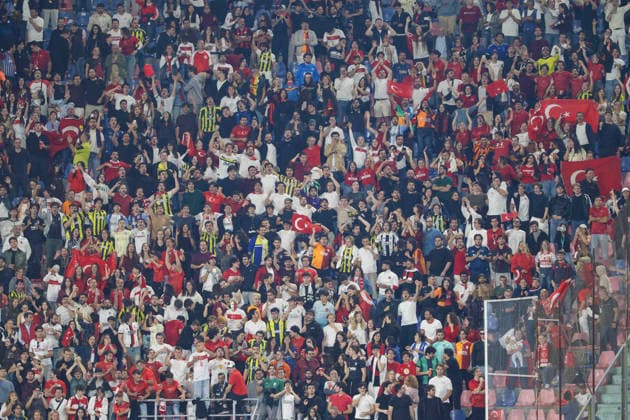 October 5, 2026, Bologna, Bologna, Italia: Supporters of Turkiye during the 2026 27 UEFA Nations League football match between Italy and ToÂ¼rkiye on October 5, 2026, at the Renato DallÃ¢â‚¬â ¢Ara Stadium in Bologna Bologna Italia - ZUMAs236 20261005_aap_s236_080 Copyright: xFabioxSassox
