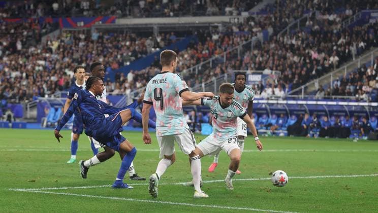 UEFA Nations League - France v Belgium PARIS, FRANCE, OCTOBER 05: GOAL 3-1, Michael Olise of France national team, Nationalteam scores a goal to put France 3-1 ahead during The UEFA Nations League Group Stage match in Group A1 between France v Belgium at Stade de France Stadium, Paris France, on October 05. (Photo by Daniel Weir) Paris Stade de France FRANCE Copyright: xDanielxWeir SportsxPressxPhotox Sportspressphoto_SPR246812