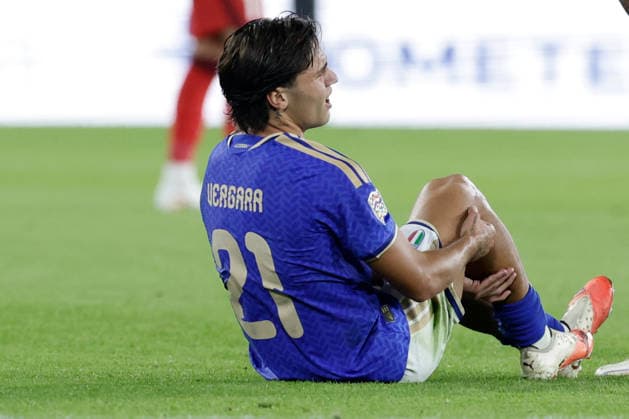 UEFA Nations League football match Italy vs Turkey Antonio Vergara of Italy injured during UEFA Nations League football match (League A, Group A1) between Italy vs Turkey at the Renato Dall Ara stadium in Bologna on October 05, 2026. _BPH5506 Copyright: xAntonioxBalascox
