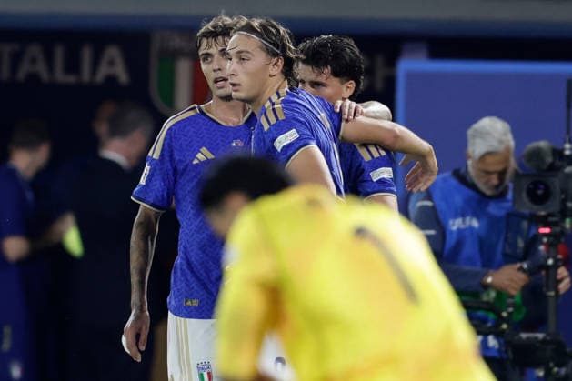 UEFA Nations League football match Italy vs Turkey Pio Esposito of Italy celebrates after scoring a goal of 3-1 UEFA Nations League football match (League A, Group A1) between Italy vs Turkey at the Renato Dall Ara stadium in Bologna on October 05, 2026. _BPH5831 Copyright: xAntonioxBalascox