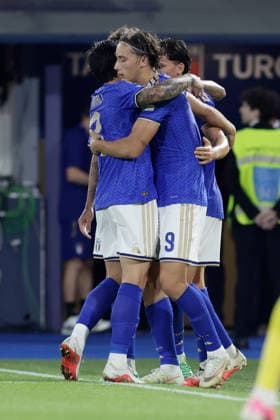 UEFA Nations League football match Italy vs Turkey Pio Esposito of Italy celebrates after scoring a goal of 3-1 UEFA Nations League football match (League A, Group A1) between Italy vs Turkey at the Renato Dall Ara stadium in Bologna on October 05, 2026. _BPH5853 Copyright: xAntonioxBalascox