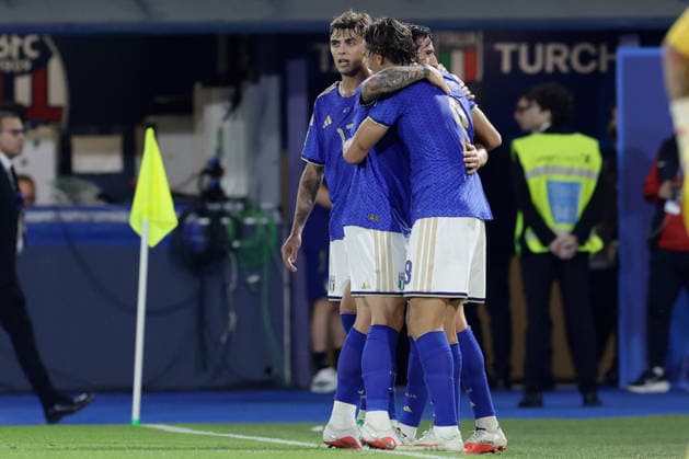 UEFA Nations League football match Italy vs Turkey Pio Esposito of Italy celebrates after scoring a goal of 3-1 UEFA Nations League football match (League A, Group A1) between Italy vs Turkey at the Renato Dall Ara stadium in Bologna on October 05, 2026. _BPH5859 Copyright: xAntonioxBalascox