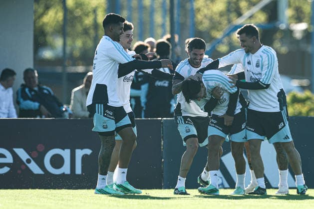 Argentina™s players take part in a training session at AFA (Argentine Football Association) training center in Ezeiza, Buenos Aires Province, on October 5, 2026, ahead of the next friendlys football matchs against Benin national team, Nationalteam Lionel Messi took part in the final training session of his professional career with the Argentine national team before his farewell match. (Photo by Alejandro Pagni PHOTOxPHOTO) Copyright: xAlejandroxPAGNIx