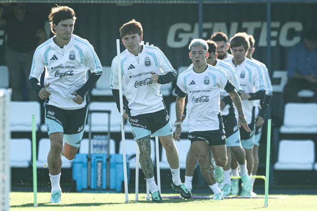 Argentina™s players take part in a training session at AFA (Argentine Football Association) training center in Ezeiza, Buenos Aires Province, on October 5, 2026, ahead of the next friendlys football matchs against Benin national team, Nationalteam Lionel Messi took part in the final training session of his professional career with the Argentine national team before his farewell match. (Photo by Alejandro Pagni PHOTOxPHOTO) Copyright: xAlejandroxPAGNIx