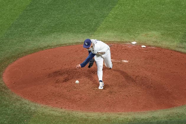 October 5, 2026, St. Petersburg, Florida, USA: Tampa Bay Rays pitcher IAN SEYMOUR (61) throws a pitch in game 2 of the American League Division Series against the New York Yankees. The Tampa Bay Rays hosted the New York Yankees the at Tropicana Field in St. Petersburg, FL. MLB, Baseball Herren, USA 2026: Tampa Bay Rays 5:2 New York Yankees  - ZUMAm299 20261005_znp_m299_008 Copyright: xTaylorxMcFeex