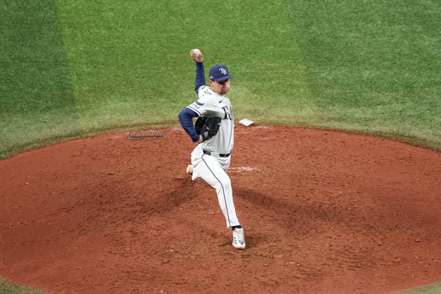 October 5, 2026, St. Petersburg, Florida, USA: Tampa Bay Rays pitcher IAN SEYMOUR (61) throws a pitch in game 2 of the American League Division Series against the New York Yankees. The Tampa Bay Rays hosted the New York Yankees the at Tropicana Field in St. Petersburg, FL. St. Petersburg USA - ZUMAm299 20261005_znp_m299_019 Copyright: xTaylorxMcFeex