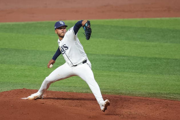 October 5, 2026, St. Petersburg, Florida, USA: Tampa Bay Rays pitcher FREDDY PERALTA (51) throws a pitch during game 2 of the American League Division Series against the New York Yankees. The Tampa Bay Rays hosted the New York Yankees the at Tropicana Field in St. Petersburg, FL. MLB, Baseball Herren, USA 2026: Tampa Bay Rays 5:2 New York Yankees  - ZUMAm299 20261005_znp_m299_036 Copyright: xTaylorxMcFeex