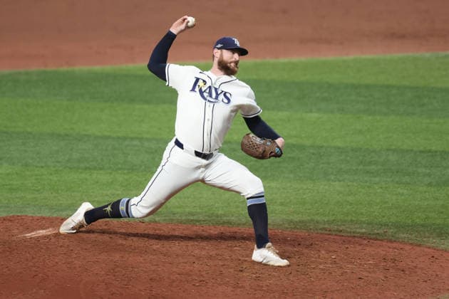 October 5, 2026, St. Petersburg, Florida, USA: Tampa Bay Rays pitcher BRYAN BAKER (47) throws a pitch in game 2 of the American League Division Series against the New York Yankees. The Tampa Bay Rays hosted the New York Yankees the at Tropicana Field in St. Petersburg, FL. St. Petersburg USA - ZUMAm299 20261005_znp_m299_035 Copyright: xTaylorxMcFeex