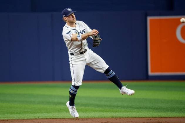 October 5, 2026, St. Petersburg, Florida, USA: Tampa Bay Rays shortstop Taylor Walls (6) fields a ground ball hit by New York Yankees shortstop George Lombard Jr. (96) and throws him out at first base during the second inning at Tropicana Field on Monday, Oct. 5, 2026, in St. Petersburg. Florida News - October 5, 2026  - ZUMAs70_ 0868669284st Copyright: xJeffereexWoox