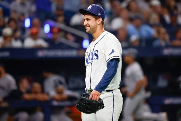 October 5, 2026, St. Petersburg, Florida, USA: Tampa Bay Rays pitcher Ian Seymour (61) reacts, after he retires the New York Yankees during the sixth inning at Tropicana Field on Monday, Oct. 5, 2026, in St. Petersburg. Florida News - October 5, 2026  - ZUMAs70_ 0868675672st Copyright: xJeffereexWoox