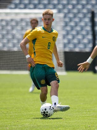Australia Vs Korea Republic in Gosford - 06 Oct 2026 Oliver Randazzo of Australia football team seen in action during the U23 International Friendlies match between Australia and Korea Republic held at polytec Stadium. Final score; Australia 2:2 Korea Republic. Gosford Australia Copyright: xLuisxVeniegrax xSOPAxImagesx 20261006_FAIF_LuisVeniegra4594