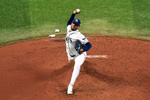 October 5, 2026, St. Petersburg, Florida, USA: Tampa Bay Rays starting pitcher Freddy Peralta (51) delivers a pitch during game two of the ALDS for the 2026 MLB, Baseball Herren, USA Playoffs against the New York Yankees on October 5, 2026 at Tropicana Field. The Rays beat the Yankees 5-2. St. Petersburg USA - ZUMAh180 20261005_zsp_h180_025 Copyright: xKimxHukarix