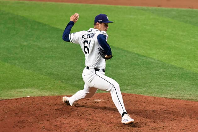 October 5, 2026, St. Petersburg, Florida, USA: Tampa Bay Rays pitcher Ian Seymour (61) delivers a pitch during game two of the ALDS for the 2026 MLB, Baseball Herren, USA Playoffs against the New York Yankees on October 5, 2026 at Tropicana Field. The Rays beat the Yankees 5-2. St. Petersburg USA - ZUMAh180 20261005_zsp_h180_043 Copyright: xKimxHukarix
