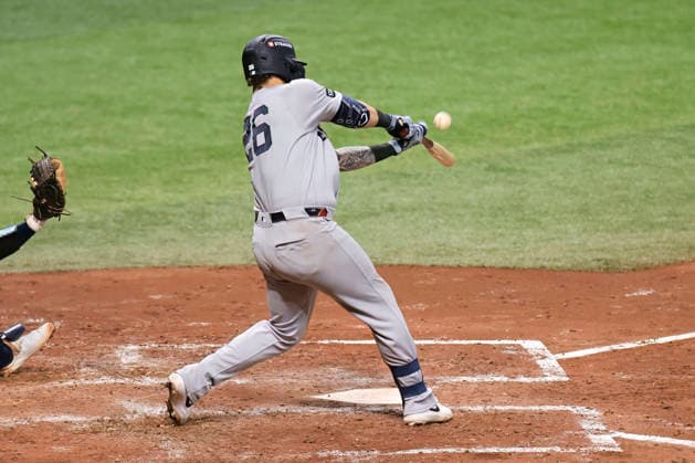 October 5, 2026, St. Petersburg, Florida, USA: New York Yankees first baseman Luis GarcoÂ­a Jr. (26) pops out to Tampa Bay Rays third baseman Junior Caminero (13) during game two of the ALDS for the 2026 MLB, Baseball Herren, USA Playoffs on October 5, 2026 at Tropicana Field. The Rays beat the Yankees 5-2. MLB 2026: ALDS Game 2 Tampa Bay Rays 5 : 2 New York Yankees  - ZUMAh180 20261005_zsp_h180_092 Copyright: xKimxHukarix