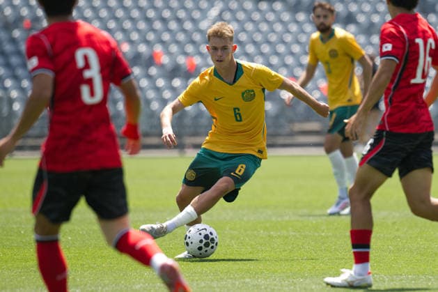 October 6, 2026, Gosford, Australia: Oliver Randazzo of Australia football team seen in action during the U23 International Friendlies match between Australia and Korea Republic held at polytec Stadium. Final score; Australia 2:2 Korea Republic. Australia Vs Korea Republic In Gosford - 06 Oct 2026  - ZUMAs197 20261006_aaa_s197_008 Copyright: xLuisxVeniegrax