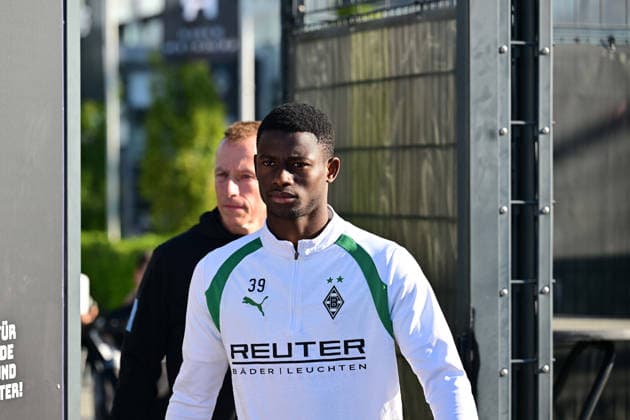 06.10.2026; Moenchengladbach; Fussball, Herren, Saison 2026 2027, Training Borussia Moenchengladbach Iaia Manco Danfa (Gladbach) DFL regulations prohibit any use of photographs as image sequences and or quasi-video. ista-Borussia-Park Nordrhein-Westfalen Deutschland