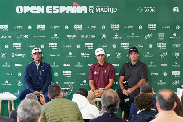 October 6, 2026, Madrid, Madrid, Spain: Angel Ayora, Marco Penge and Patrick Reed attend during the presentation of the Open de EspaoÂ±a 2026 presented by Madrid at the Real Club de Campo Villa de Madrid on October 06, 2026 in Madrid, Spain. Madrid Spain - ZUMAa181 20261006_zaa_a181_034 Copyright: xDennisxAgyemanx