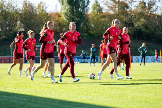06.10.2026, GER, Fussball, Frauen, Training, DFB Nationalmannschaft Deutschland Sjoeke Nüsken ( Deutschland ), Sarai Linder ( Deutschland ), Camilla Küver ( Deutschland ), Carlotta Wamser ( Deutschland ) Heidelberg ASV Eppelheim Baden-Württemberg Deutschland Copyright: xNordphoto Memmlerx