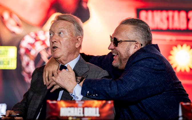 Duesseldorf, Germany. 06th Oct 2026. Frank Warren (Promoter) und Spencer Brown (Manager) Pressekonferenz Agit Kabayel (GER) vs. Nelson Hysa (ALB) 06.10.2026