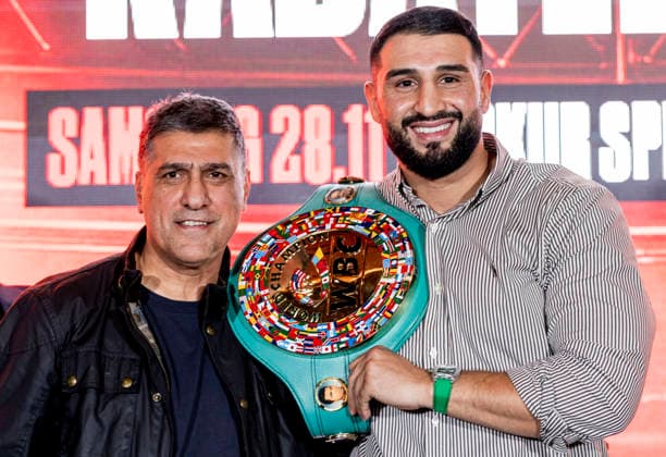 Duesseldorf, Germany. 06th Oct 2026. Sükrü Aksu mit Agit Kabayel Pressekonferenz Agit Kabayel (GER) vs. Nelson Hysa (ALB) 06.10.2026