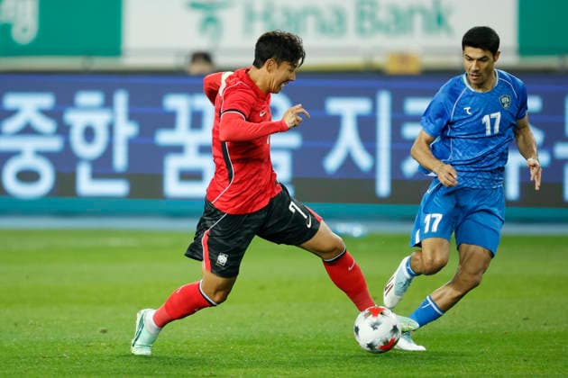 South Korea v Uzbekistan - Friendly Match Son Heung Min of South Korea and Dostonbek Khamdamov of Uzbekistan in action during the International Friendly, Länderspiel, Nationalmannschaft Match presented by Hana Bank between the Republic of Korea and Uzbekistan at Mireu Stadium in Yongin, South Korea, on October 6, 2026. Yongin GYEONGGI South Korea  Copyright: xSeung-ilxRyux originalFilename:ryu-football261006_np0cL.jpg