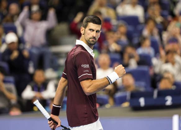 (261006) -- BEIJING, Oct. 6, 2026 -- Novak Djokovic of Serbia reacts during the men s singles final match against Alex de Minaur of Australia at 2026 China Open tennis tournament in Beijing, China, Oct. 6, 2026. ) (SP)CHINA-BEIJING-TENNIS-CHINA OPEN-MEN S SINGLES-FINAL(CN) BaixXuefei 