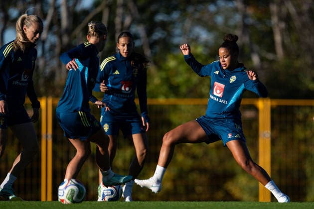 261006 Felicia Schröder of the Swedish women s national football team during a training session on October 6, 2026 in Stockholm. Photo: Emma Wallskog BILDBYRAN kod EW EW0714 fotboll football soccer fotball vm-kval kval fifa womens world cup qualifier qualifier träning practice training sverige sweden dam bbeng Copyright: EMMAxWALLSKOG BB261006EW051