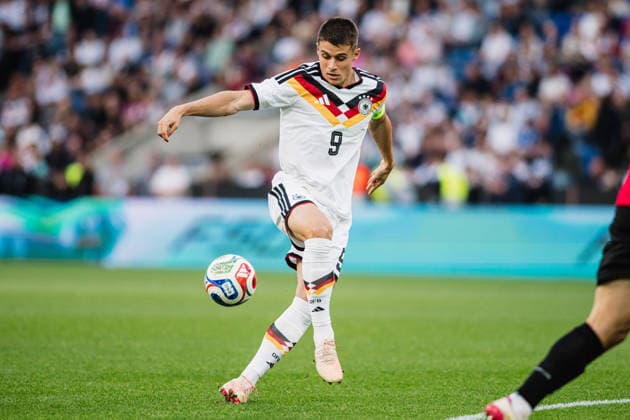 U21, U 21 EM-Qualifikation: Deutschland - Georgien, 06.10.2026 NicolÃ² Tresoldi (Deutschland, 9); Fußball, EM-Qualifikation U 21, 10. Spieltag: Deutschland vs. Georgien am 06.10.2026, Bielefeld DFB REGULATIONS PROHIBIT ANY USE OF PHOTOGRAPHS AS IMAGE SEQUENCES AND OR QUASI-VIDEO. Copyright: xBEAUTIFULxSPORTS Tonhäuserx