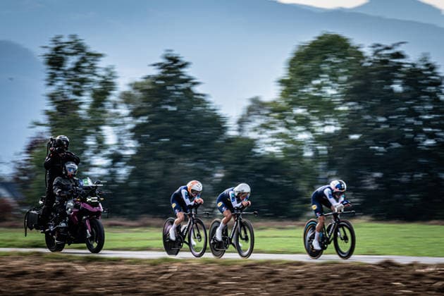 France: UEC Road cycling, Rad, Radsport, Strasse European Championships - Ljubljana 2026 SQUIBAN Maeva - KERBAOL Cedrine - BERTHET Juliette ( FRA ) France Querformat - quer - horizontal - Landscape - Event Veranstaltung: UEC Road Cycling European Championships 2026 Ljubljana - Category Kategorie: Cycling - Road Cycling European Championships - Mixed Relay Men and Women Elite - Location Ort: Europe Slovenia - Sencur - Å enÄur - Discipline: Mixed Relay ( MR ) - Distance: 44 km - Date Datum: 06.10.2026 Tuesday Day 4 -