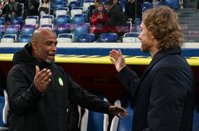 Russia Soccer Friendly Russia - Nigeria 9258728 06.10.2026 Nigeria s head coach Eric Chelle and Russia s head coach Valery Karpin greet each other before the friendly soccer match between Russia and Nigeria at Sovcombank Arena in Nizhny Novgorod, Russia. Maksim Blinov Sputnik Nizhny Novgorod Russia  Copyright: xMaksimxBlinovx