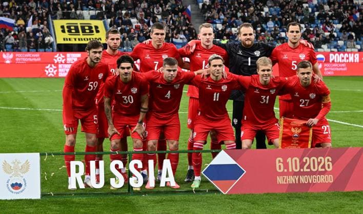 Russia Soccer Friendly Russia - Nigeria 9258716 06.10.2026 Russia s players pose for a photo before the friendly soccer match between Russia and Nigeria at Sovcombank Arena in Nizhny Novgorod, Russia. Maksim Blinov Sputnik Nizhny Novgorod Russia  Copyright: xMaksimxBlinovx
