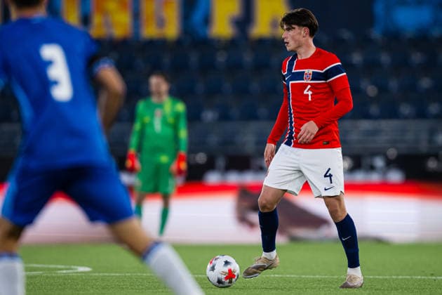 261006 Nikolai Hopland of Norway during the UEFA European Under-21 Qualifier football match between Norway and Israel on October 6, 2026 in Stavanger. Photo: Marius Simensen BILDBYRAN COP 238 bbeng em kvalifisering football fotball fotboll israel norge norway soccer U21, U 21 UEFA EURO, EM, Europameisterschaft,Fussball under-21 qualifiers Copyright: MARIUSxSIMENSEN BB261006BB559