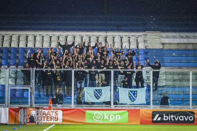DOETINCHEM , 06-10-2026 , Stadion De Vijverberg , season 2026 2027 , EURO U21, U 21 Qualification football , match between Netherlands U21 and Bosnia and Herzegovina U21 , picture shows fans from Bosnia and Herzegovina U21 Netherlands U21 - Bosnia and Herzegovina U21  x207980010x Copyright: