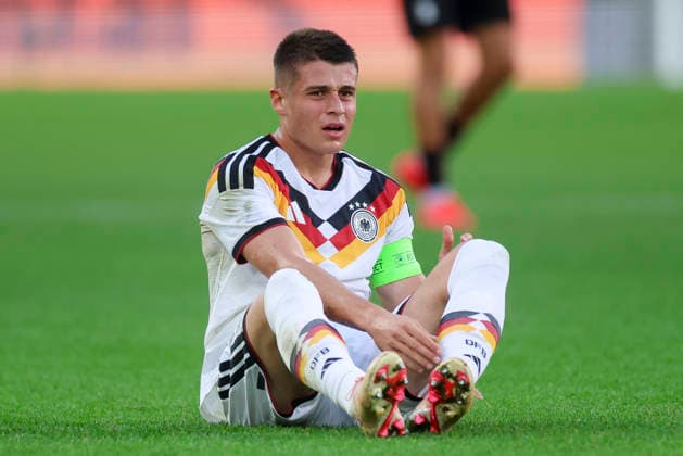 Nicolo Tresoldi (Germany) looks dejected during the UEFA Under21 EURO Qualifier, EM, Europameisterschaft between Germany U21, U 21 and Georgia U21 at Almstadion on October 6, 2026 in Bielefeld, Germany. (Photo by Marco Steinbrenner DeFodi Images) -